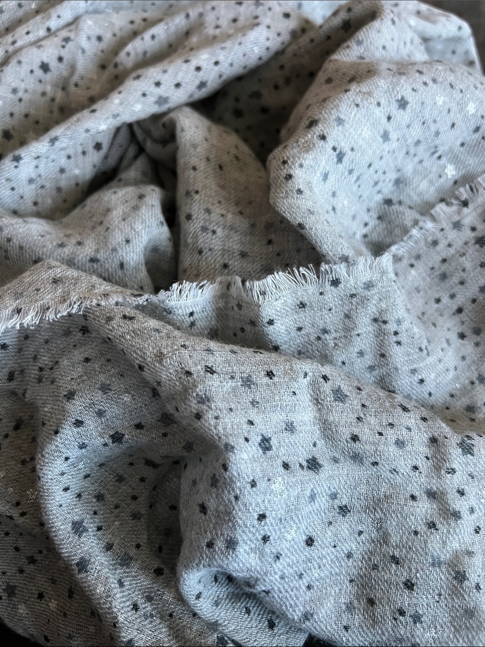 Gap- Cozy Star-Print Light Gray Scarf/ Shawl